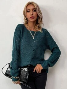 SHEIN Essnce Jersey unicolor de hombros caídos