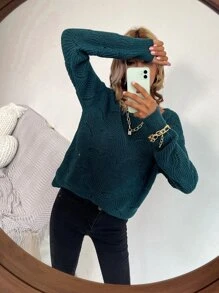 SHEIN Essnce Jersey unicolor de hombros caídos