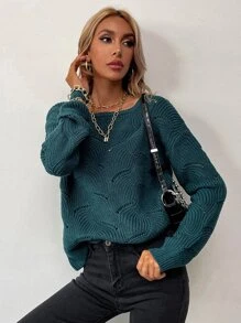 SHEIN Essnce Jersey unicolor de hombros caídos