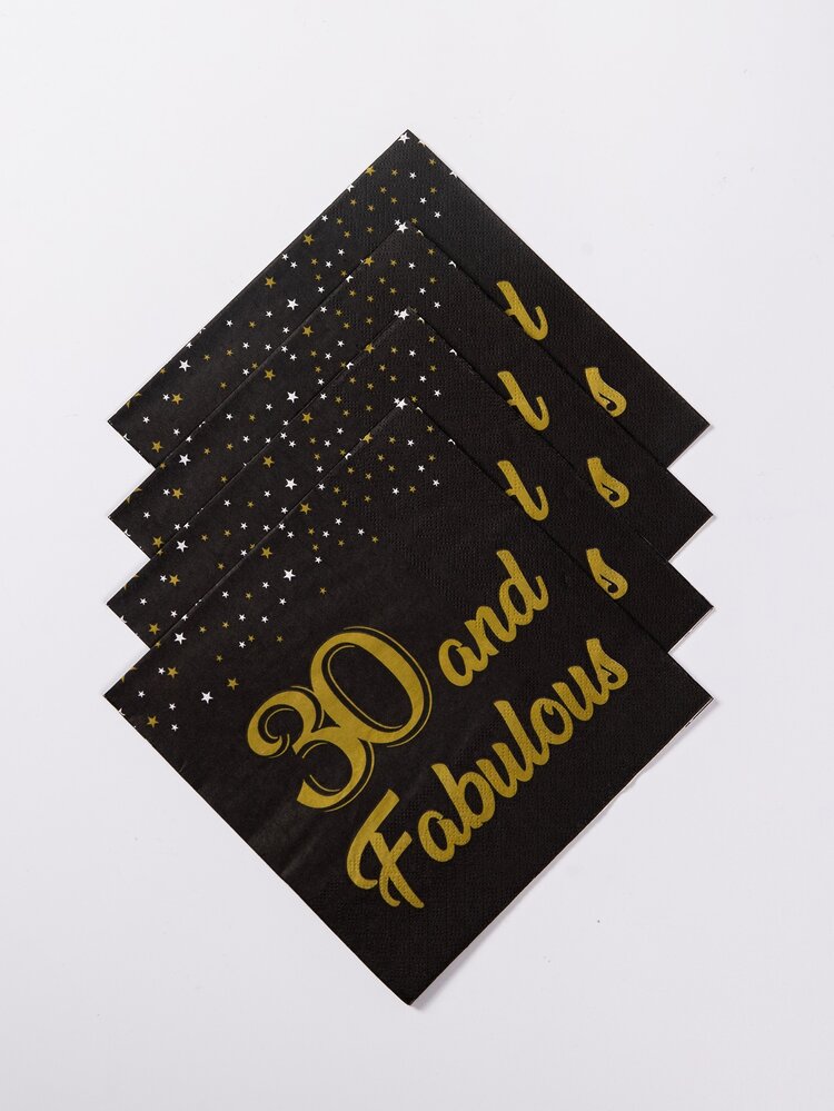 20pcs Birthday Party Disposable Napkin, Paper Napkin For Birthday Party - Multicolor - View 3