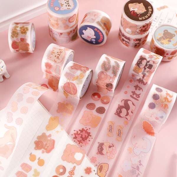

1roll Cartoon Graphic Random Tape, Multicolor