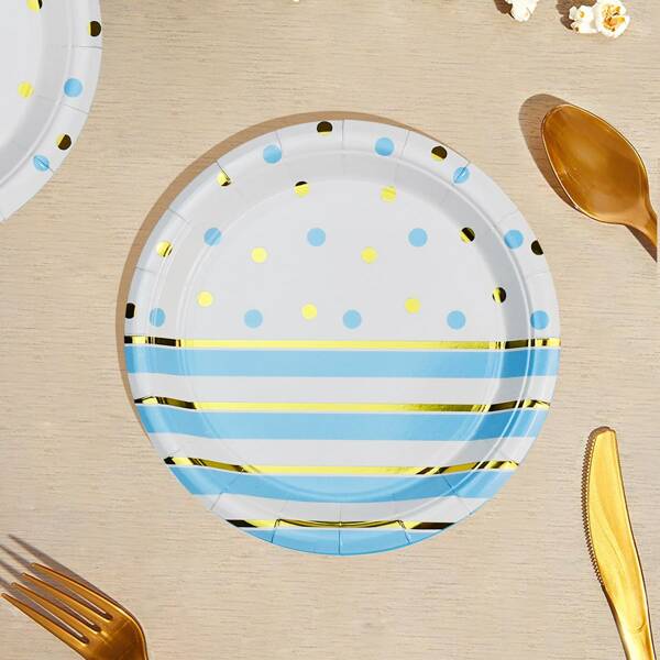 

20pcs Polka Dot Pattern Disposable Plate, Multicolor