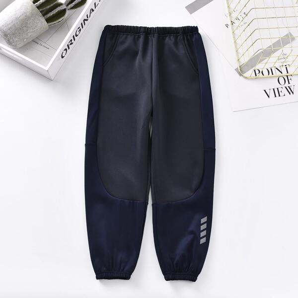 

Boys Geo Print Slant Pockets Sweatpants, Navy blue
