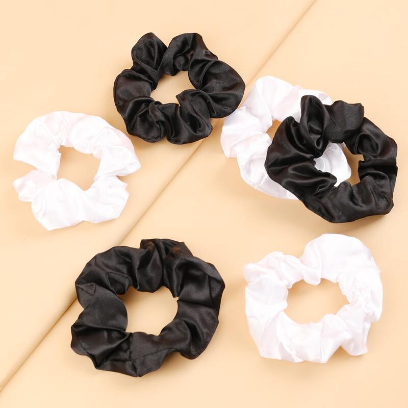 

6pcs Minimalist Scrunchie, Black and white