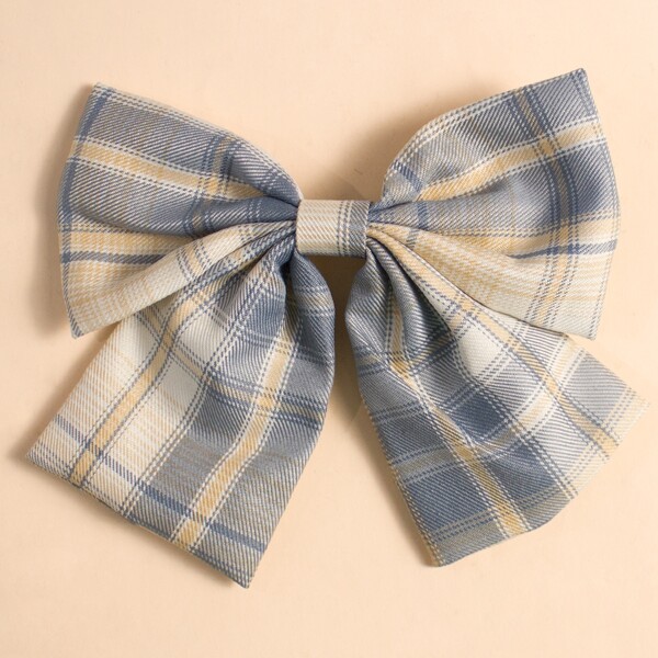 

Toddler Girls Plaid Hair Clip, Baby blue