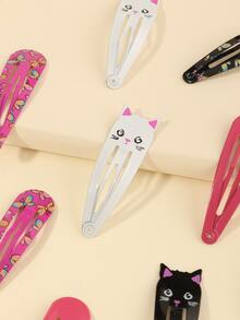 12入組女童貓和蝴蝶印花髮夾 - 彩色 - 查看 2