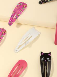 12入組女童貓和蝴蝶印花髮夾 - 彩色 - 查看 4