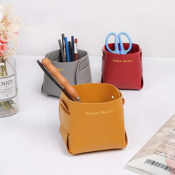 

1pc Random Color PU Storage Basket, Multicolor