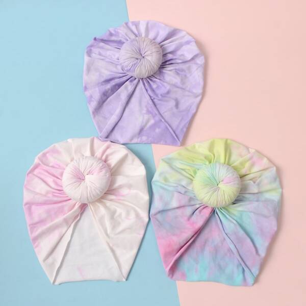 

3pcs Toddler Girls Tie Dye Head Wrap, Multicolor