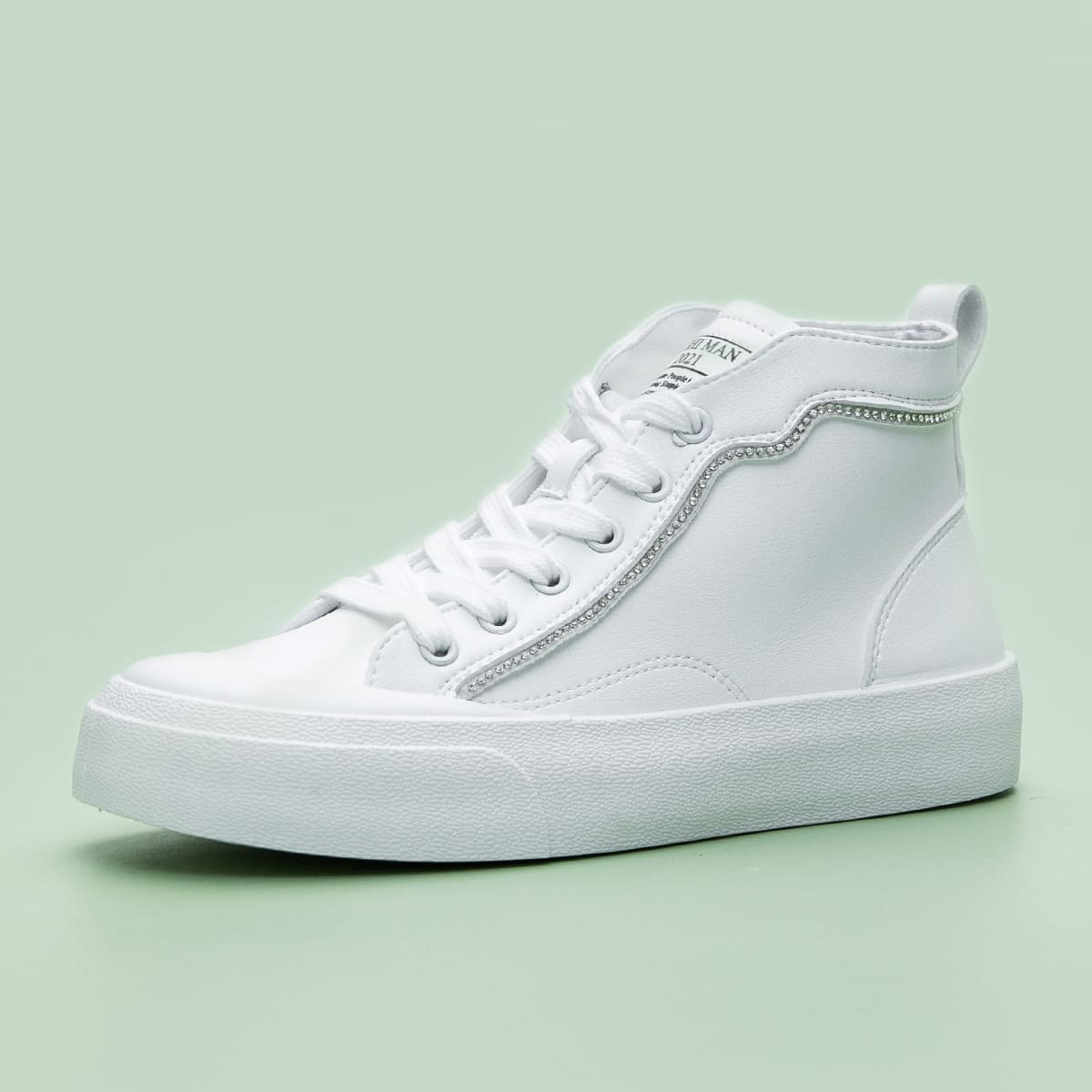 

Rhinestone Decor High Top Skate Shoes, White