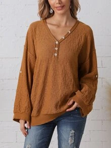 EMERY ROSE Áo len màu trơn Giải trí - màu nâu - Xem 1