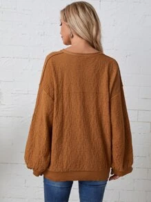 EMERY ROSE Áo len màu trơn Giải trí - màu nâu - Xem 2