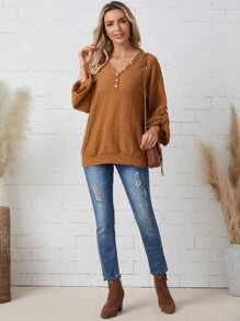 EMERY ROSE Áo len màu trơn Giải trí - màu nâu - Xem 4