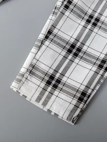 學院前紐扣格子男童（小）兩件套