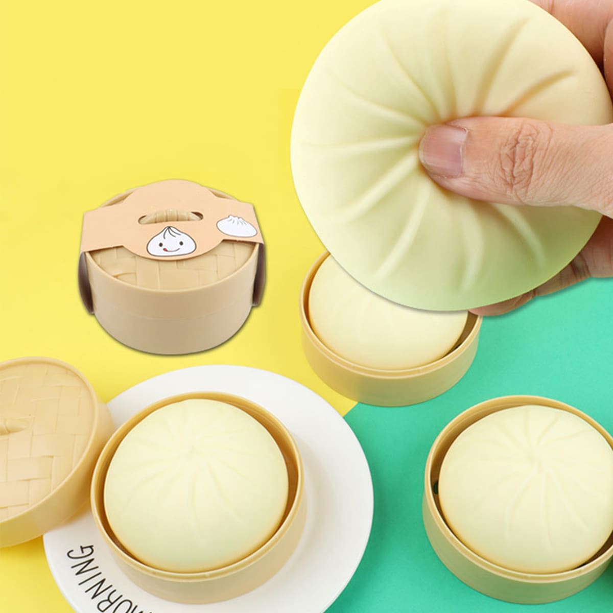 

1pc Steamed Stuffed Bun Pinch Toy, White
