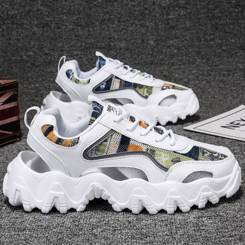 

Colorblock Hollow Out Design Chunky Sneakers, White
