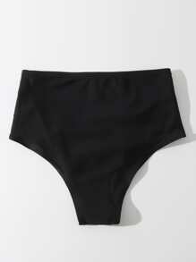 SHEIN Swim Summer Beach Ruched High Waisted Bikini Bottom - Black - View 2
