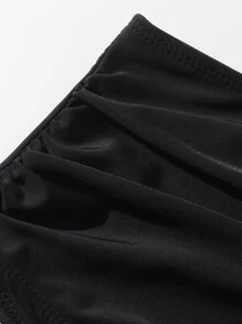 SHEIN Swim Summer Beach Ruched High Waisted Bikini Bottom - Black - View 4