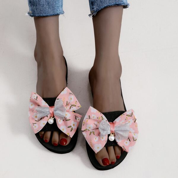 

Floral Graphic Bow Decor Slides, Pink