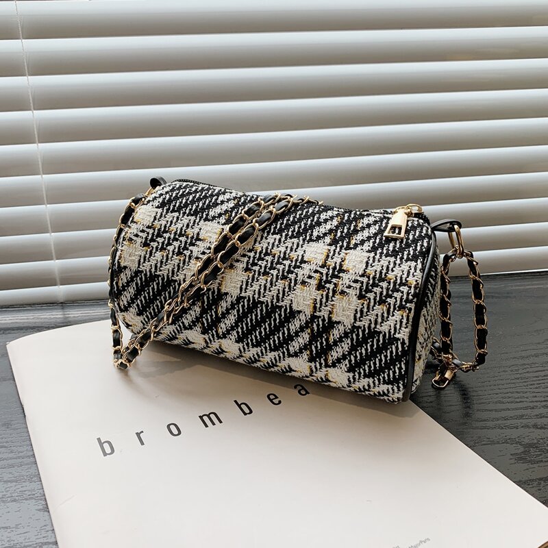 

Plaid Bucket Bag, Black