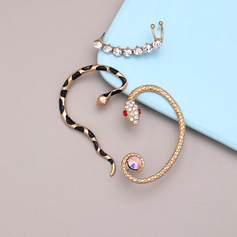 

3pcs Snake Design Earrings, Gold
