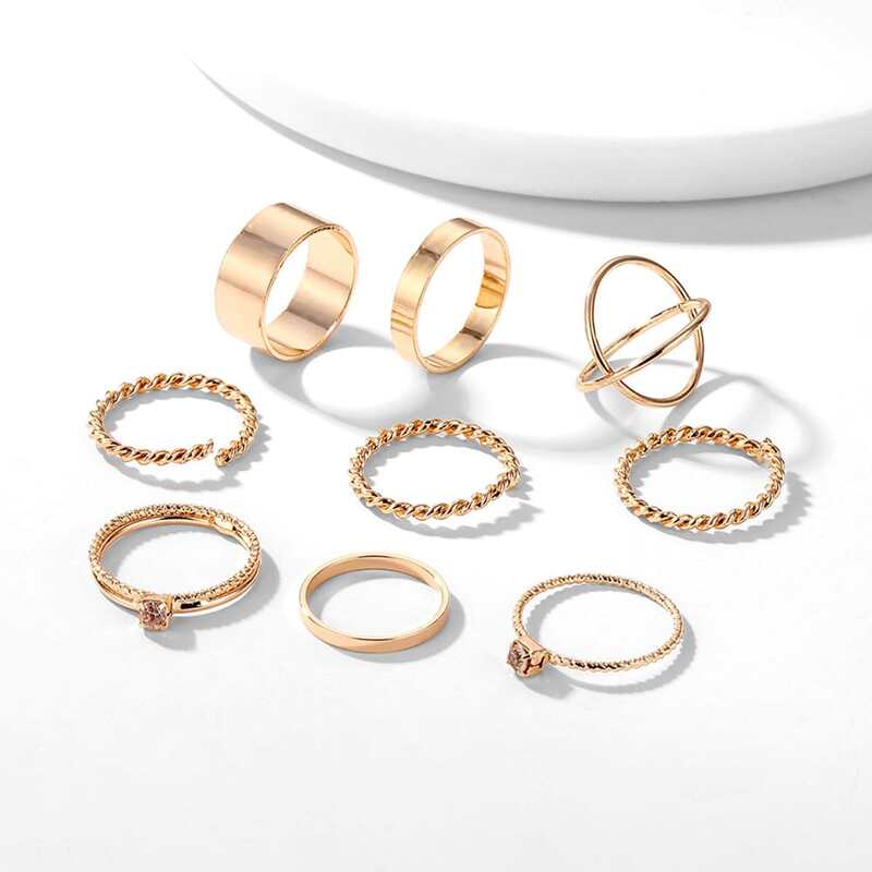 

9pcs Rhinestone Decor Ring, Multicolor