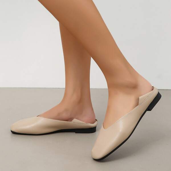 

Minimalist Point Toe Flats, Beige