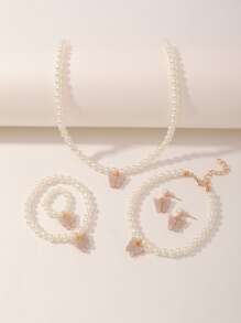 6pcs Girls Butterfly Decor Jewelry Set