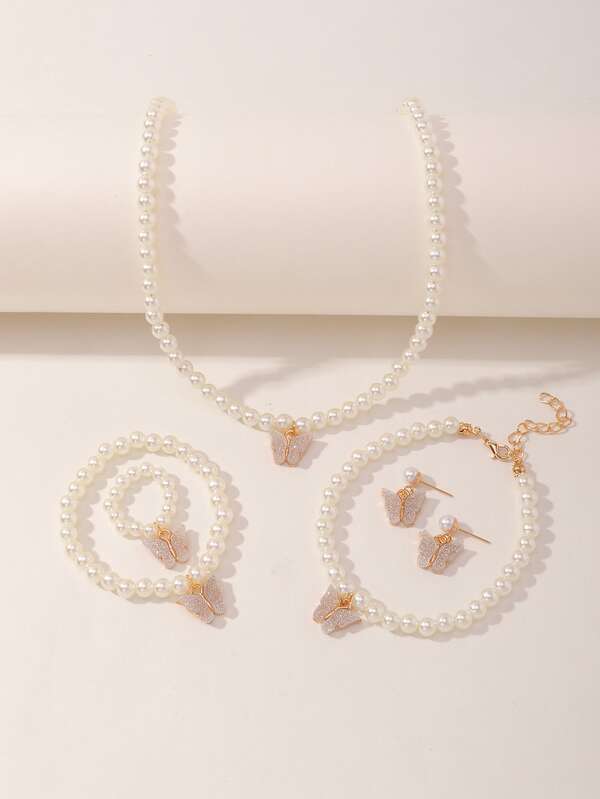 女孩6入組蝴蝶裝飾首飾套裝