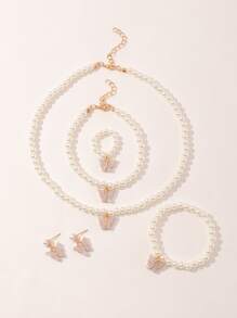 6pcs Girls Butterfly Decor Jewelry Set