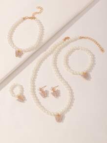 6pcs Girls Butterfly Decor Jewelry Set