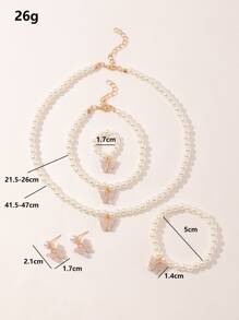 6pcs Girls Butterfly Decor Jewelry Set