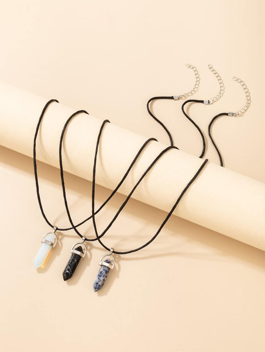 3入組石頭吊墜項鍊