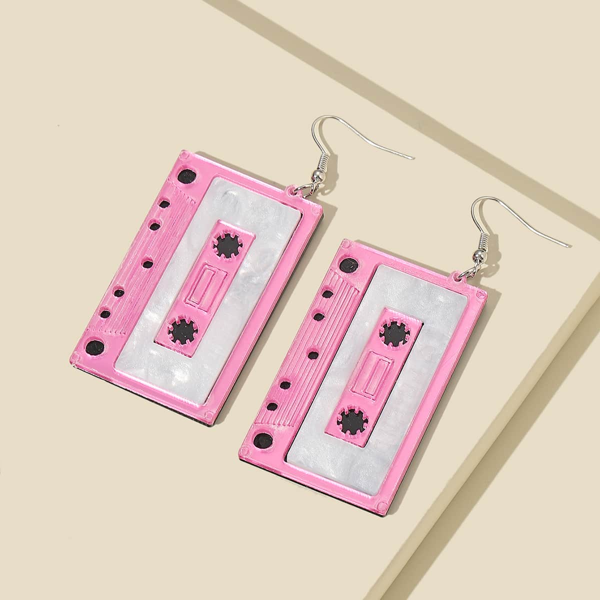 

Tape Charm Earrings, Pink