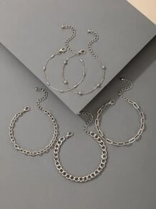 5入組極簡手環 - 銀色 - 查看 2