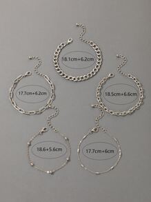 5入組極簡手環 - 銀色 - 查看 3