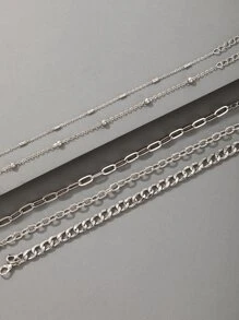 5入組極簡手環 - 銀色 - 查看 5