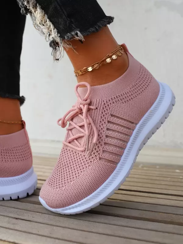 Zapatos de atletismo con patrón de rayas con cordón delantero Zapatos de atletismo con patrón de rayas con cordón delantero