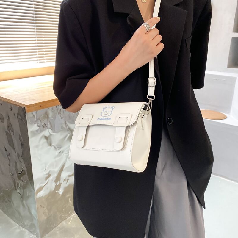 

Double Buckle Crossbody Bag, White