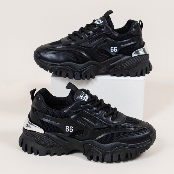 

Minimalist Figure Graphic Chunky Shoes, Black