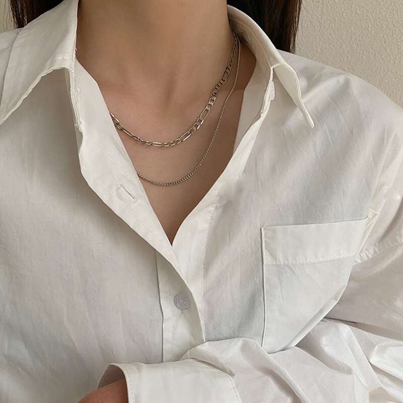 

1pc Minimalist Chain Necklace, Silver