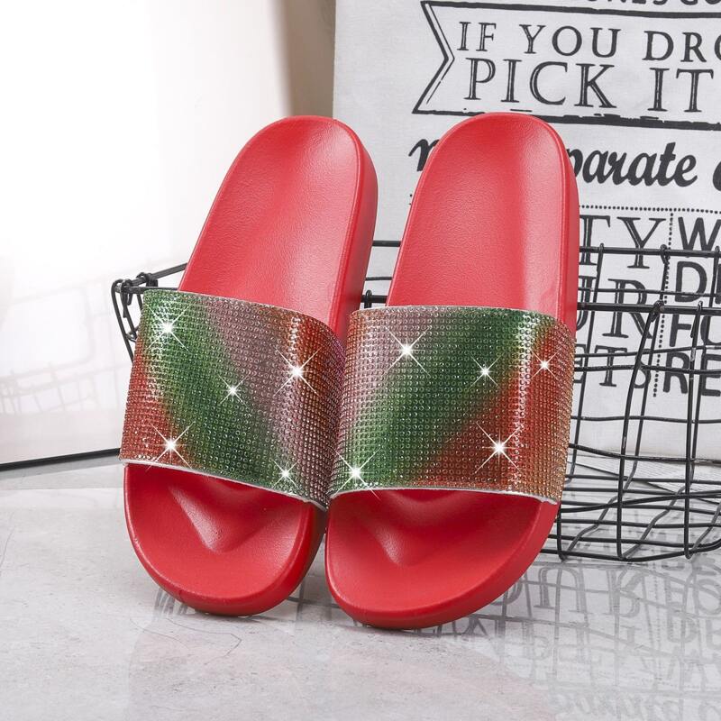 

Rhinestone Decor Slides, Red