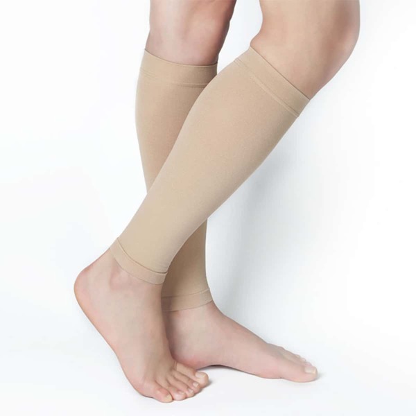 

1pair Sports Safety Compression Calf Leg Sleeves, Apricot