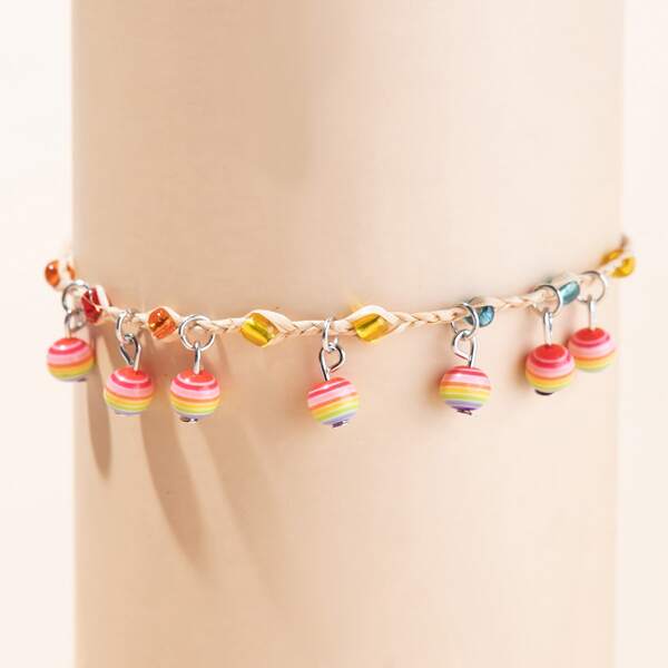 

Girls Bead Decor Anklet, Multicolor