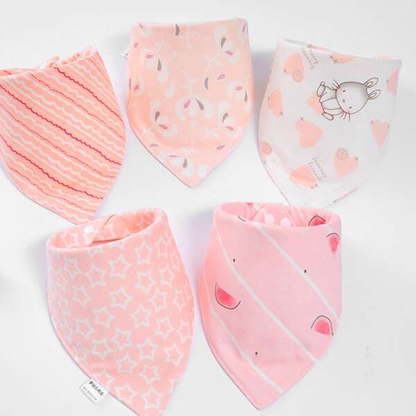 

5pcs Baby Random Pattern Bib, Multicolor