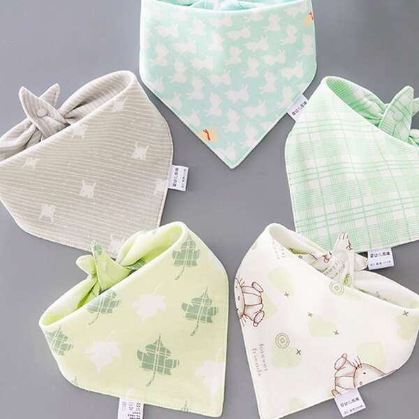 

5pcs Baby Random Pattern Bib, Multicolor