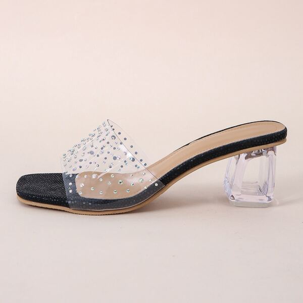 

Minimalist Clear Heeled Sandals, Black