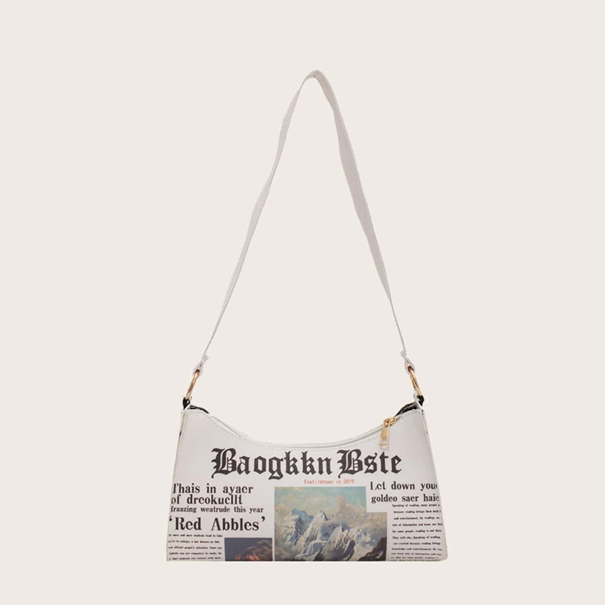 

Letter Graphic Shoulder Bag, White