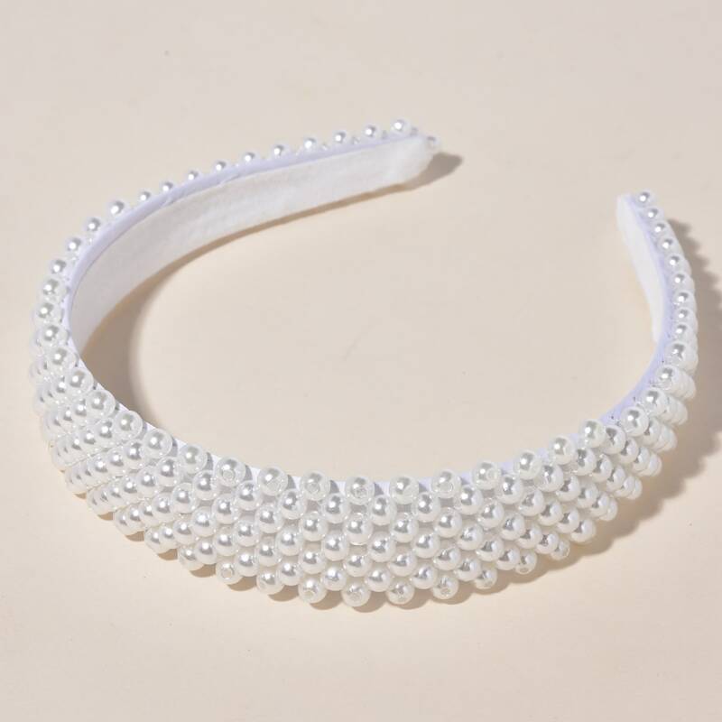 

Faux Pearl Decor Headband, White
