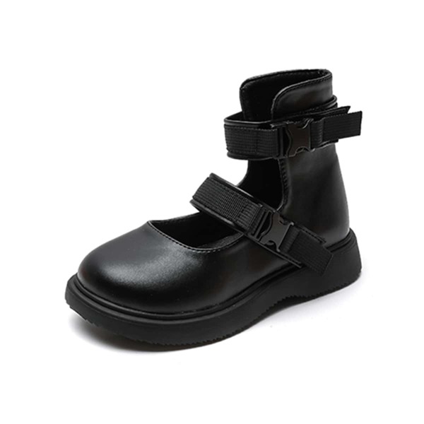 

Toddler Girls Release Button Decor Flats, Black